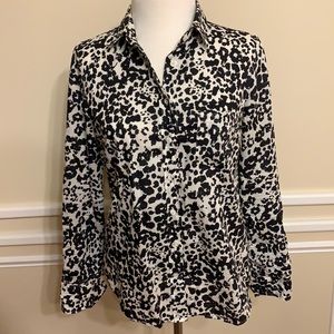 J. Crew Black and White Flower Button Down Shirt Size 2